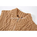 Cardigan feminino tricotado com zíper por cabo colete